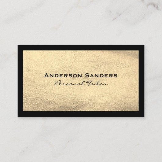 Chic Black Gold Leather Visitenkarte (Vorderseite)