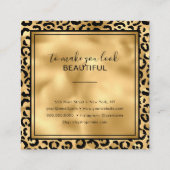 Chic Black Gold Leopard Print Earring Display Card Quadratische Visitenkarte (Rückseite)
