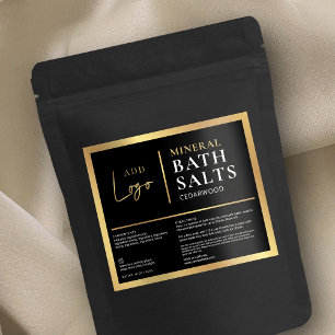 Chic Black & Gold Logo Wasserdichte Badesalzen Lab Schaumweinetikett