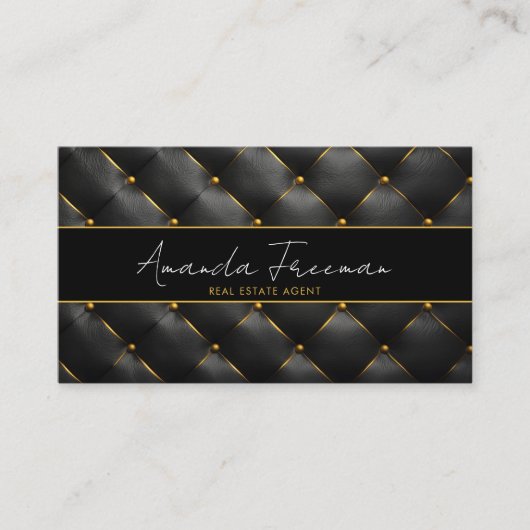 Chic Black & Gold Luxus Real Anwesen Agent Visitenkarte (Vorderseite)