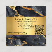 Chic Black & Gold Marble QR Code CPA/Vorlage Quadratische Visitenkarte (Rückseite)