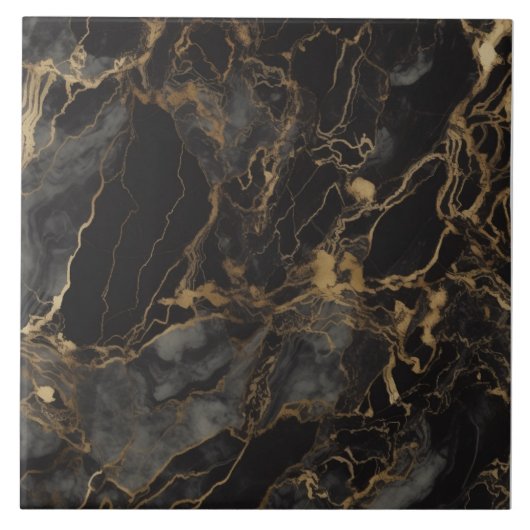 Chic Black Gold Marmor Keramik Tile Fliese (Vorderseite)