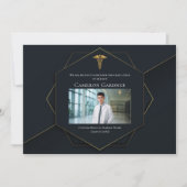 Chic Black Gold Medical School Foto Abschluss Ankündigung (Vorderseite)