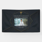 Chic Black Gold Medical School Foto Abschluss Banner (Horizontal)