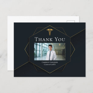 Chic Black Gold Medical School Foto Abschluss Postkarte