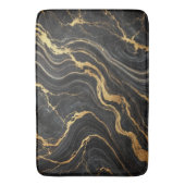 Chic Black & Gold Metallic Marmor Look Glamour Badematte (Vorderseite Vertikal)