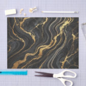 Chic Black & Gold Metallic Marmor Look Glamour Seidenpapier (Handwerk)
