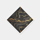 Chic Black & Gold Metallic Marmor Look Glamour Serviette (Ecke)