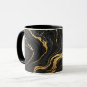 Chic Black & Gold Metallic Marmor Look Glamour Tasse (Vorderseite Links)