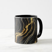 Chic Black & Gold Metallic Marmor Look Glamour Tasse (VorderseiteRechts)