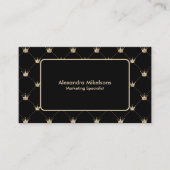 Chic Black Gold Minimal Crown Pattern Visitenkarte (Vorderseite)