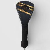 Chic Black & Gold Mit Monogramm Golf Headcover (Vorderseite)