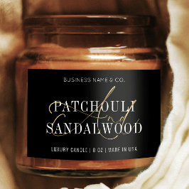 Chic Black & Gold Modern Candle Jar Produkt-Label Lebensmitteletikett