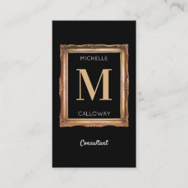 Chic Black & Gold Monogram Beruflich Visitenkarte