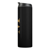 Chic Black Gold Monogram Calligraphie Thermosbecher (Nach rechts gedreht)
