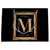 Chic Black & Gold Monogram Große Geschenktüte (Vorderseite)