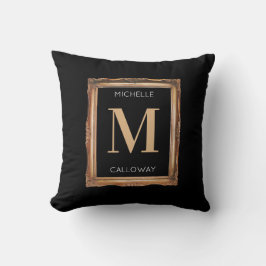 Chic Black & Gold Monogram Kissen