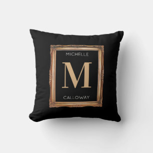 Chic Black & Gold Monogram Kissen