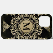 Chic Black Gold Monogram Mandala Girl Case-Mate iPhone Hülle (Rückseite (Horizontal))