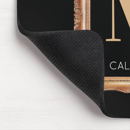 Chic Black & Gold Monogram Mousepad (Ecke)