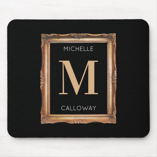 Chic Black & Gold Monogram Mousepad (Vorne)