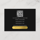 Chic Black & Gold Monogram QR Code Visitenkarte (Rückseite)