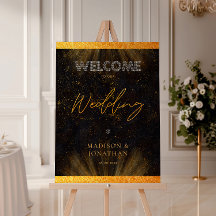 Chic Black Gold Personalisiert Wedding Willkommens