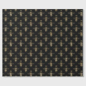 Chic Black Gold Queen Bee Pattern Geschenkpapier (Flach)