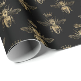 Chic Black Gold Queen Bee Pattern Geschenkpapier
