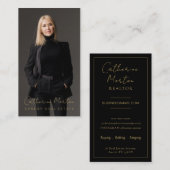 Chic Black Gold Realtor Foto Real Anwesen Visitenkarte (Vorne/Hinten)
