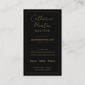 Chic Black Gold Realtor Foto Real Anwesen Visitenkarte (Rückseite)