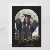 Chic Black Gold Script Arch Abschluss Foto Ankündigung (Vorderseite)