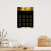 Chic Black Gold Script Border Wedding Seating Poster (Küche)