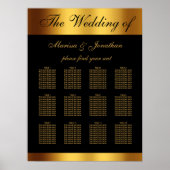 Chic Black Gold Script Border Wedding Seating Poster (Vorne)