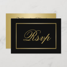 Chic Black Gold Script Calligrafy Wedding