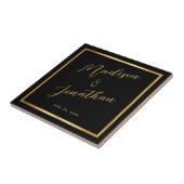 Chic Black Gold Shiny Border Script Hochzeit Fliese (Seite)