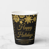 Chic Black Gold Snowflake Custom Christmas Party Pappbecher (Rückseite)