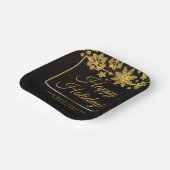 Chic Black Gold Snowflake Custom Christmas Party Pappteller (Gewinkelt)