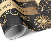 Chic Black Gold Snowflake Sparkasse Geschenkpapier (Rolleneckpunkt)