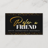 Chic Black Gold Sparkle Salon Empfehlungskarte (Rückseite)