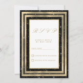 Chic black gold sparkly glitter confetti RSVP Einladung (Vorderseite)