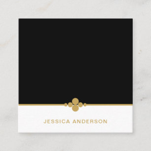 Chic Black Gold Square Business Card Quadratische Visitenkarte