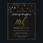 Chic Black & Gold Star Confetti 70. Geburtstag Einladungspostkarte<br><div class="desc">Chic 70. Geburtstagsfeier Einladungen mit Imitate Gold-Folie Sternkonfetti und trendige Typografie vor einem schwarzen Hintergrund. Mit einer stilvollen Kalligrafie und Serifenkombination aus Schriftart und "70. Geburtstag".   Sie können die Hintergrundfarbe ganz einfach an Ihren Anzug anpassen.</div>
