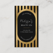Chic Black & Gold Stripes Social Media QR Code Visitenkarte (Rückseite)