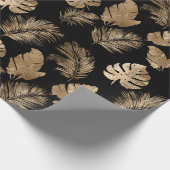 Chic Black Gold Tropical Blätter Geschenkpapier (Ecke)