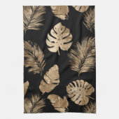 Chic Black Gold Tropical Blätter Geschirrtuch (Vertikal)