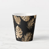 Chic Black Gold Tropical Blätter Milchtasse (Vorderseite)