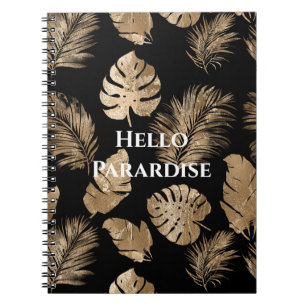 Chic Black Gold Tropical Blätter Notizblock