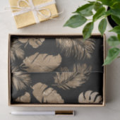 Chic Black Gold Tropical Blätter Seidenpapier (Geschenk)