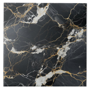Chic Black & Gold Vein Marbella Tile Fliese